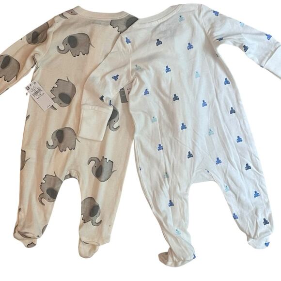 Bundle of 2 Baby One Piece Creepers Bodysuits Zip Front 0-3 Months New With Tags - Picture 2 of 7